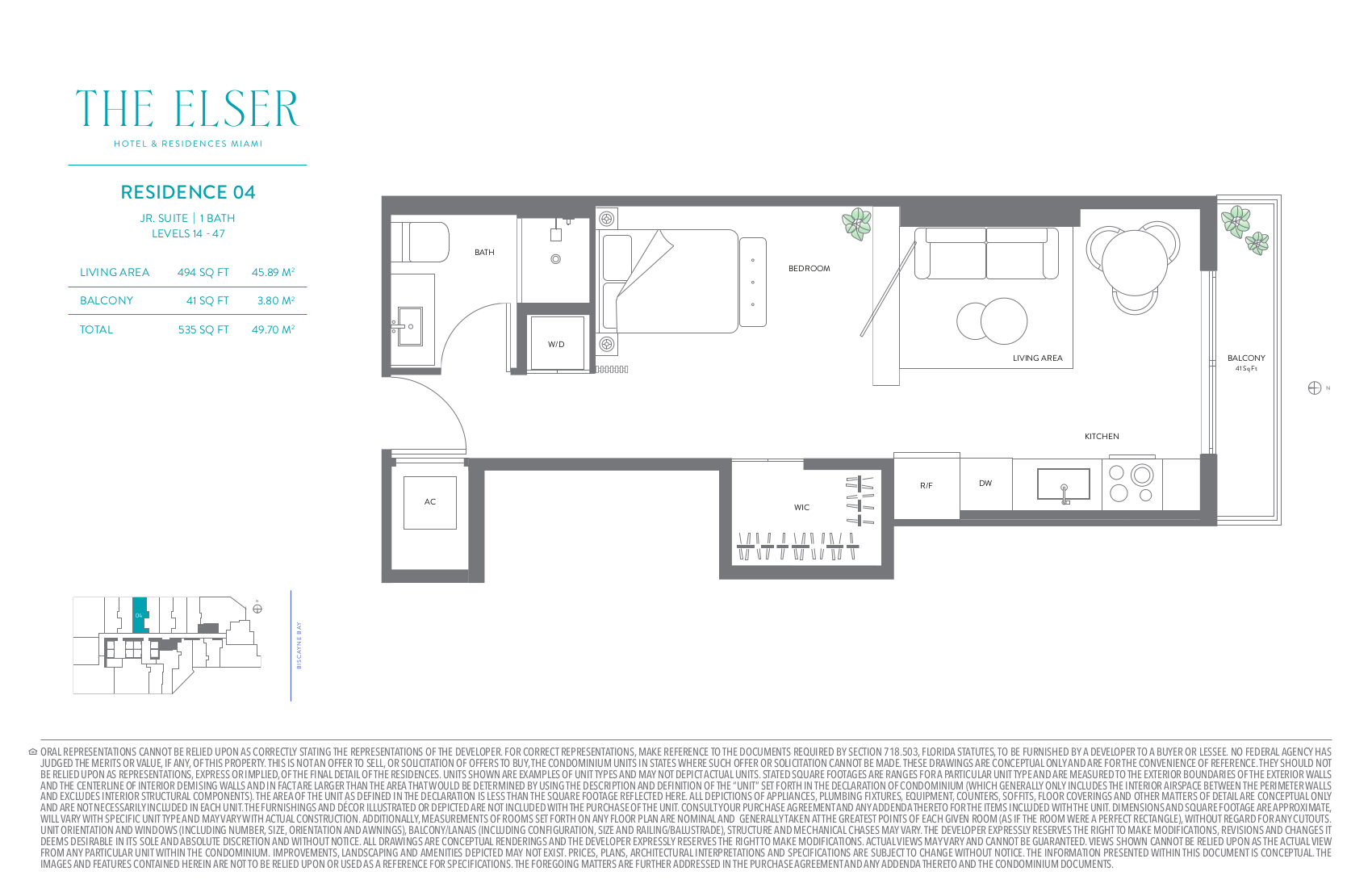 Floor Plan for The Elser Miami Floorplans, Residence 04
