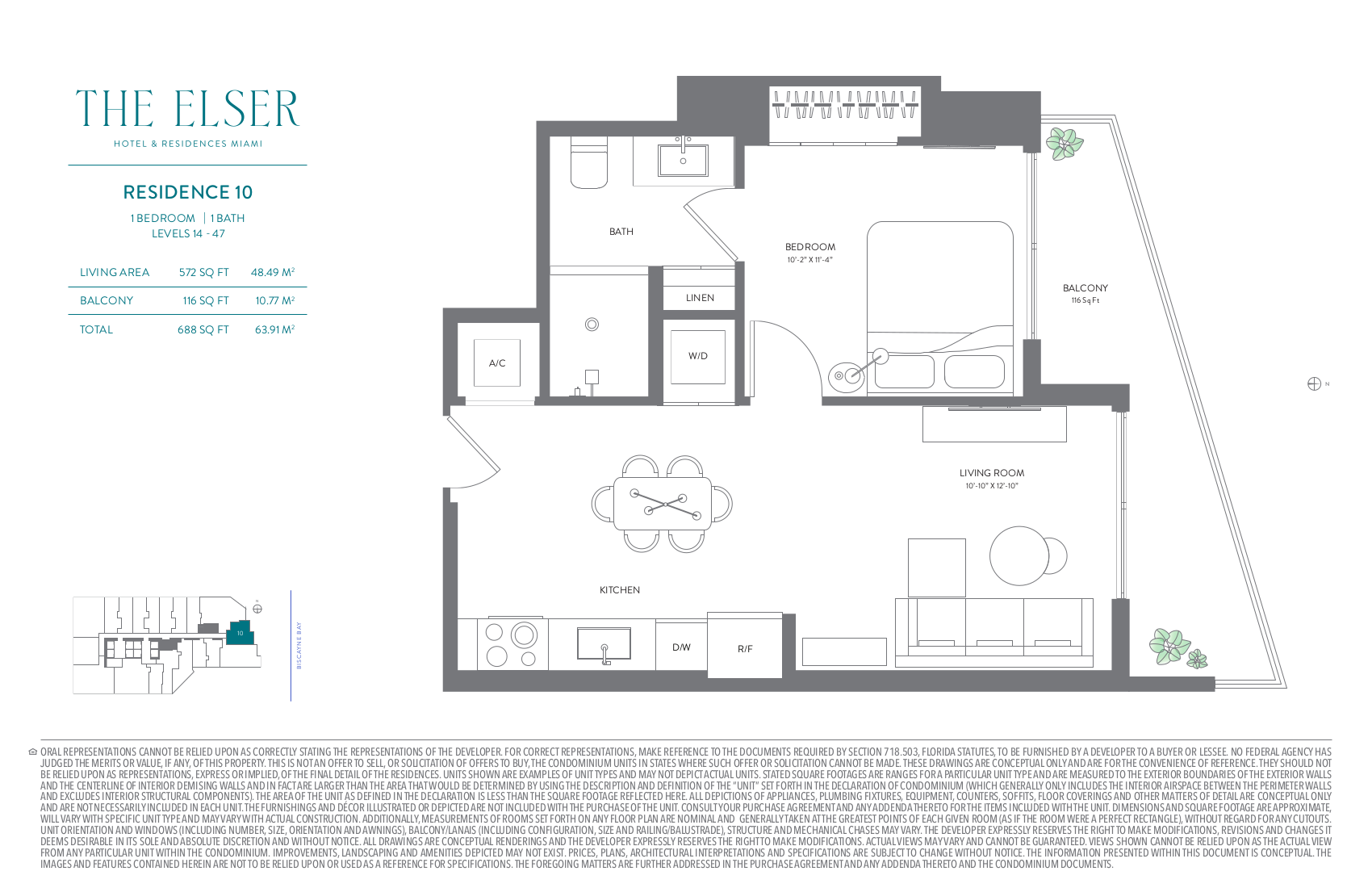 Floor Plan for The Elser Miami Floorplans, Residence 10