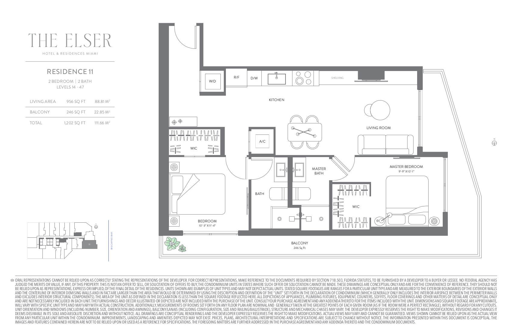 Floor Plan for The Elser Miami Floorplans, Residence 11