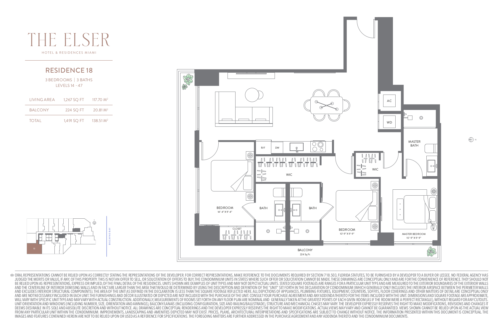 Floor Plan for The Elser Miami Floorplans, Residence 18