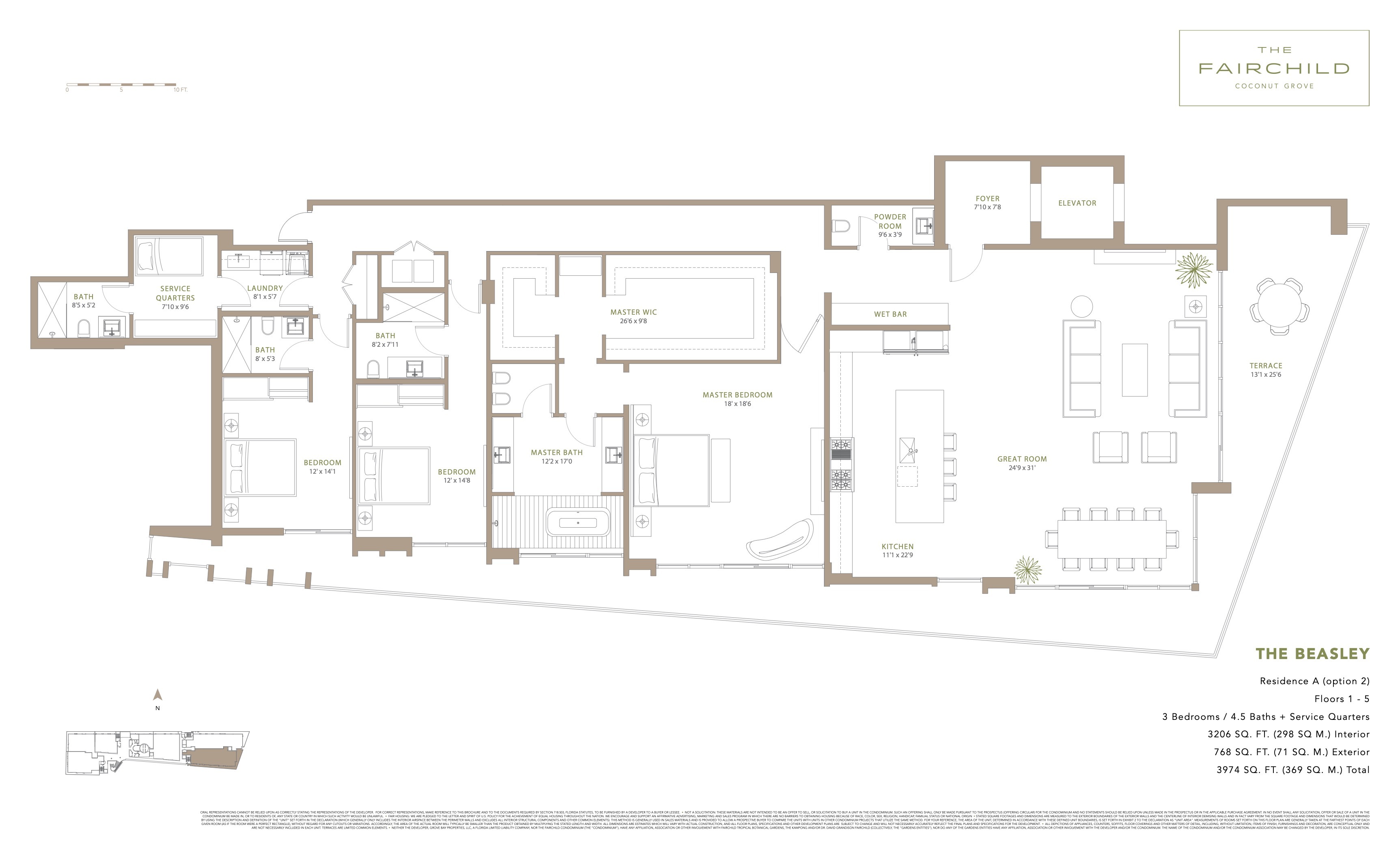 Floor Plan for The Fairchild Coconut Grove Floorplans, The Beasley Residence A