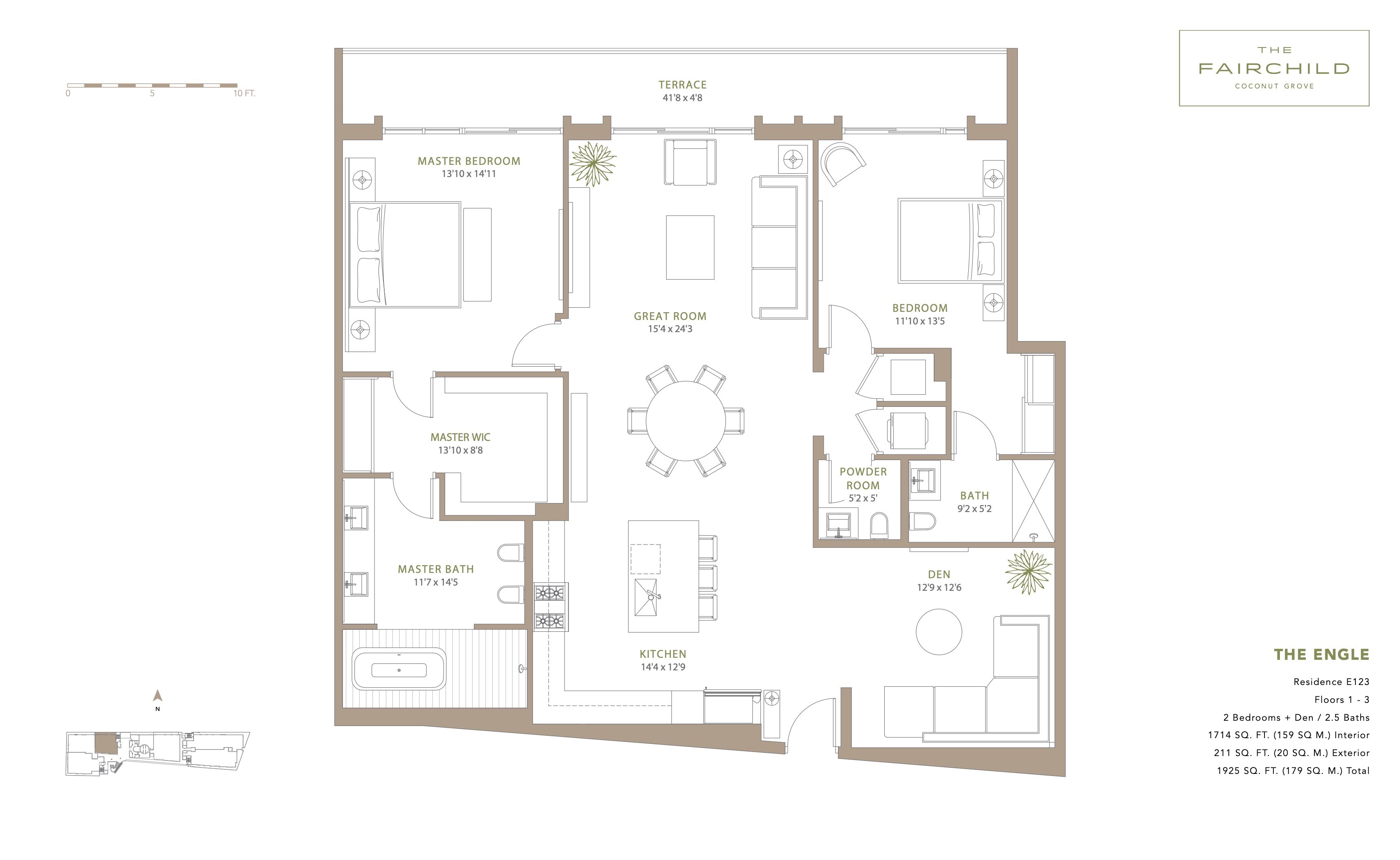 Floor Plan for The Fairchild Coconut Grove Floorplans, The Engle
