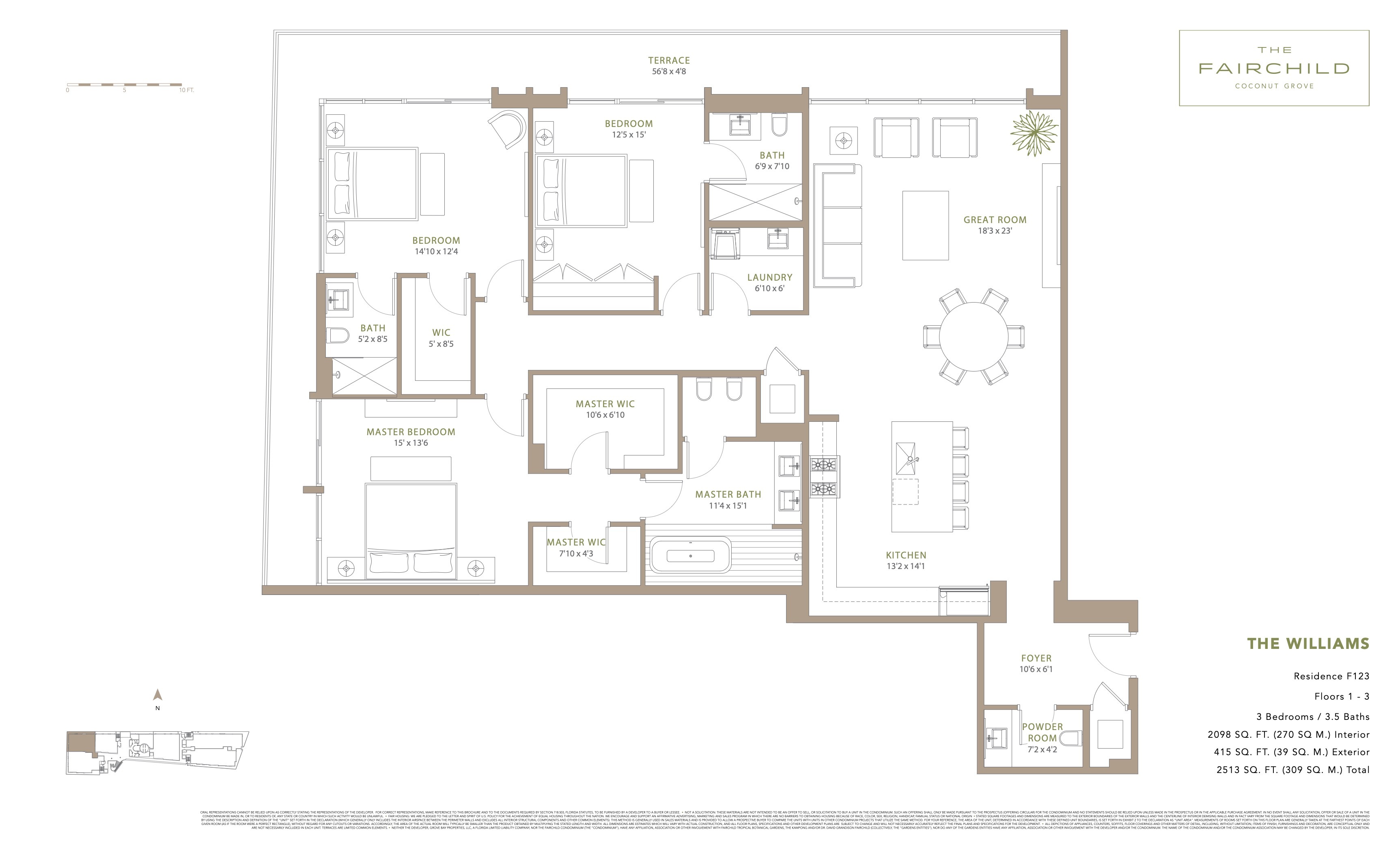 Floor Plan for The Fairchild Coconut Grove Floorplans, The Williams