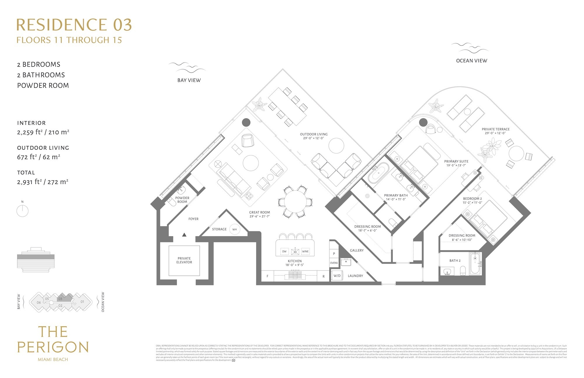 Floor Plan for Perigon Floorplans, Residence 03 Floor 11-15