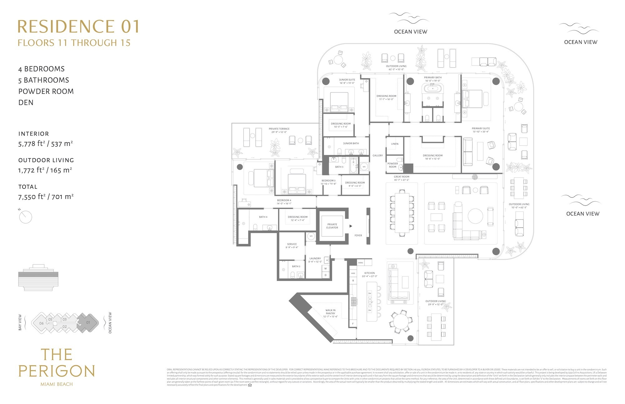 Floor Plan for Perigon Floorplans, Residence 01 Floor 11-15