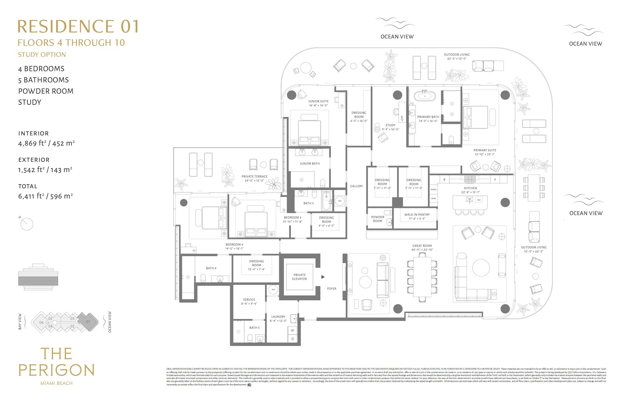 Floor Plan for Perigon Floorplans, Residence 01 Floor 4-10