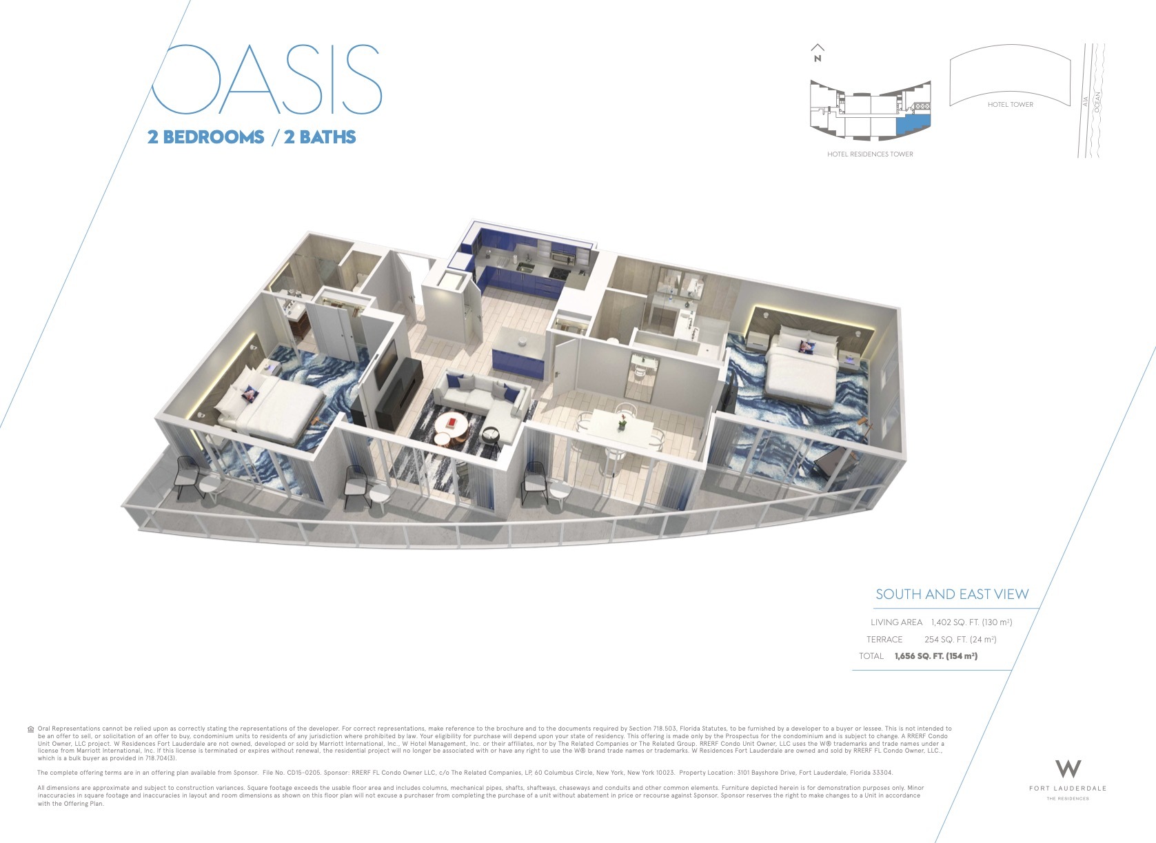 Floor Plan for The W Fort Lauderdale Floorplans, Oasis
