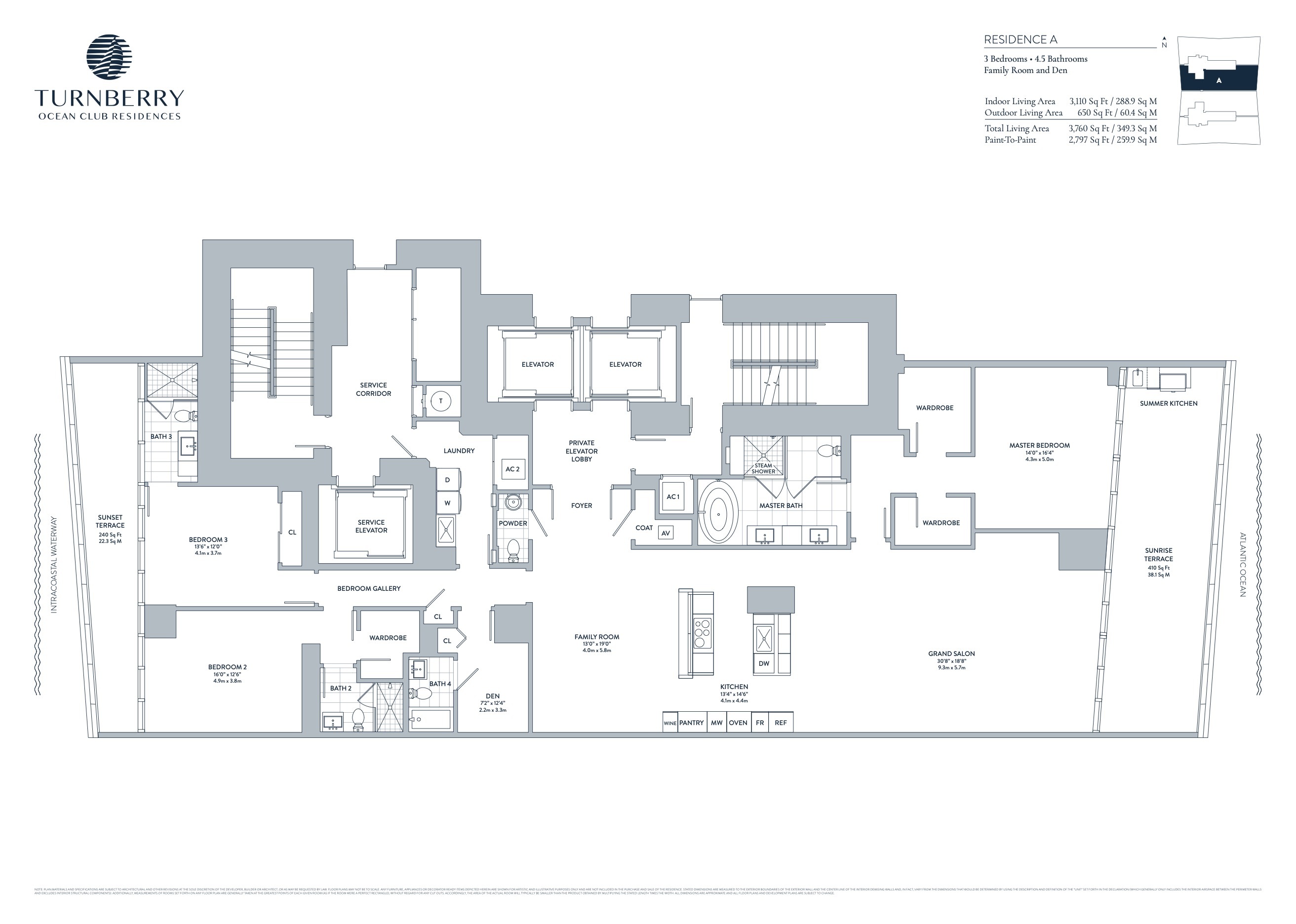 Floor Plan for Turnberry Sunny Isles Floorplans, Residence A