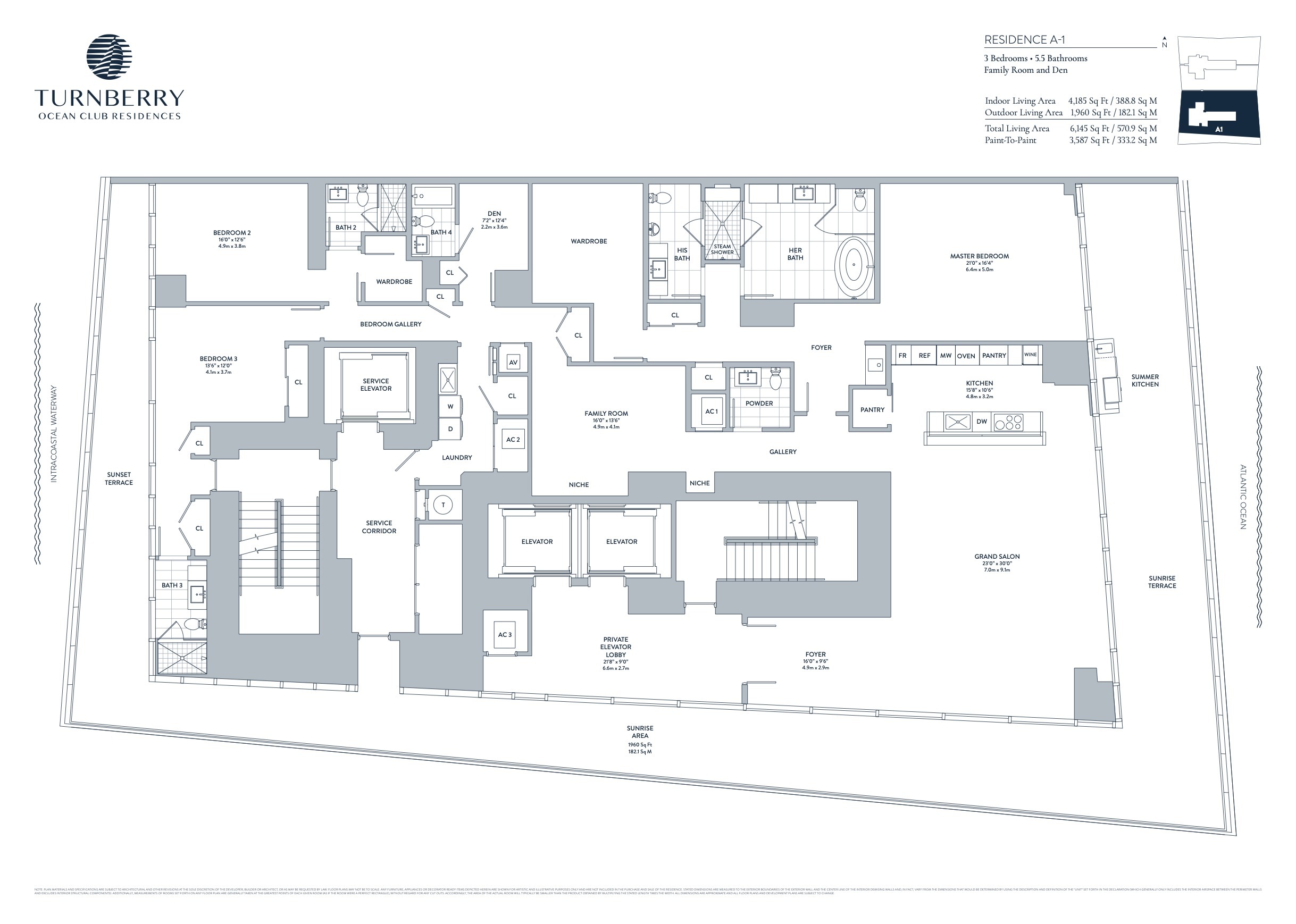 Floor Plan for Turnberry Sunny Isles Floorplans, Residence A-1