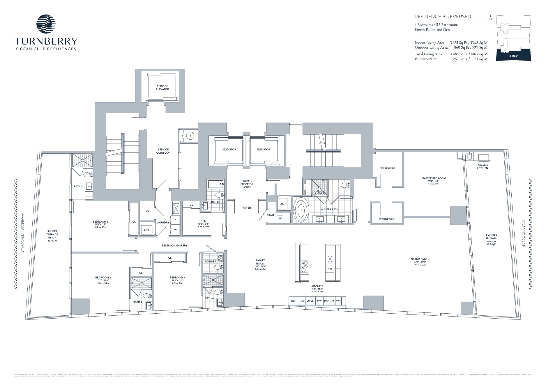Floor Plan for Turnberry Sunny Isles Floorplans, Residence B Reversed
