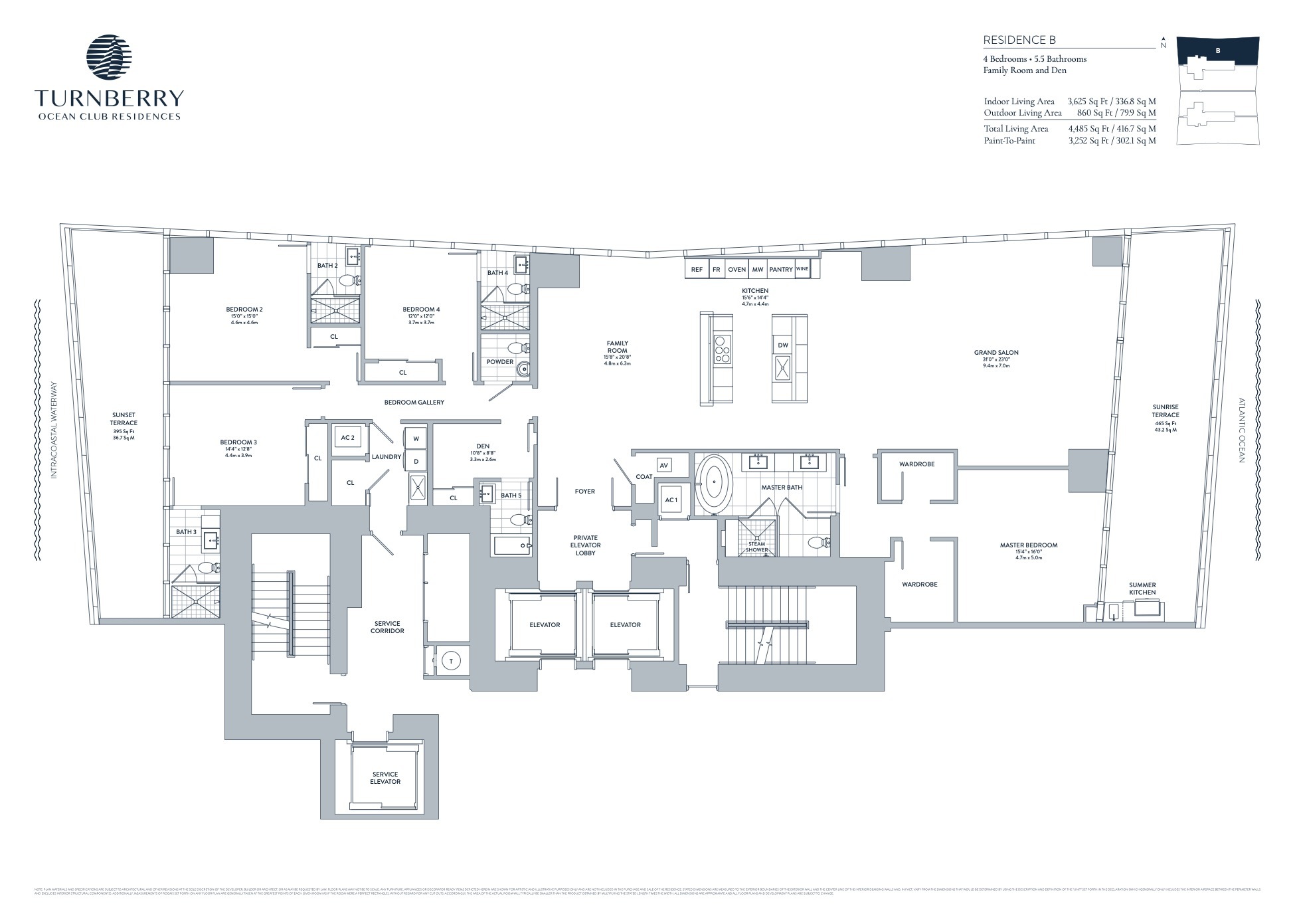 Floor Plan for Turnberry Sunny Isles Floorplans, Residence B