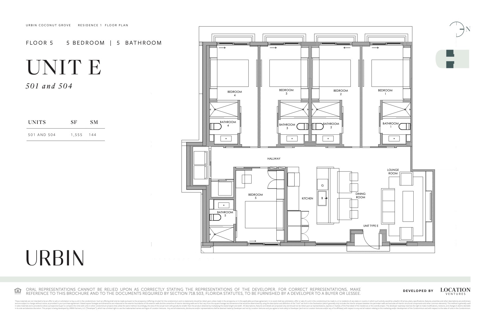 Floor Plan for Urbin Coconut Grove Floorplans, Unit E