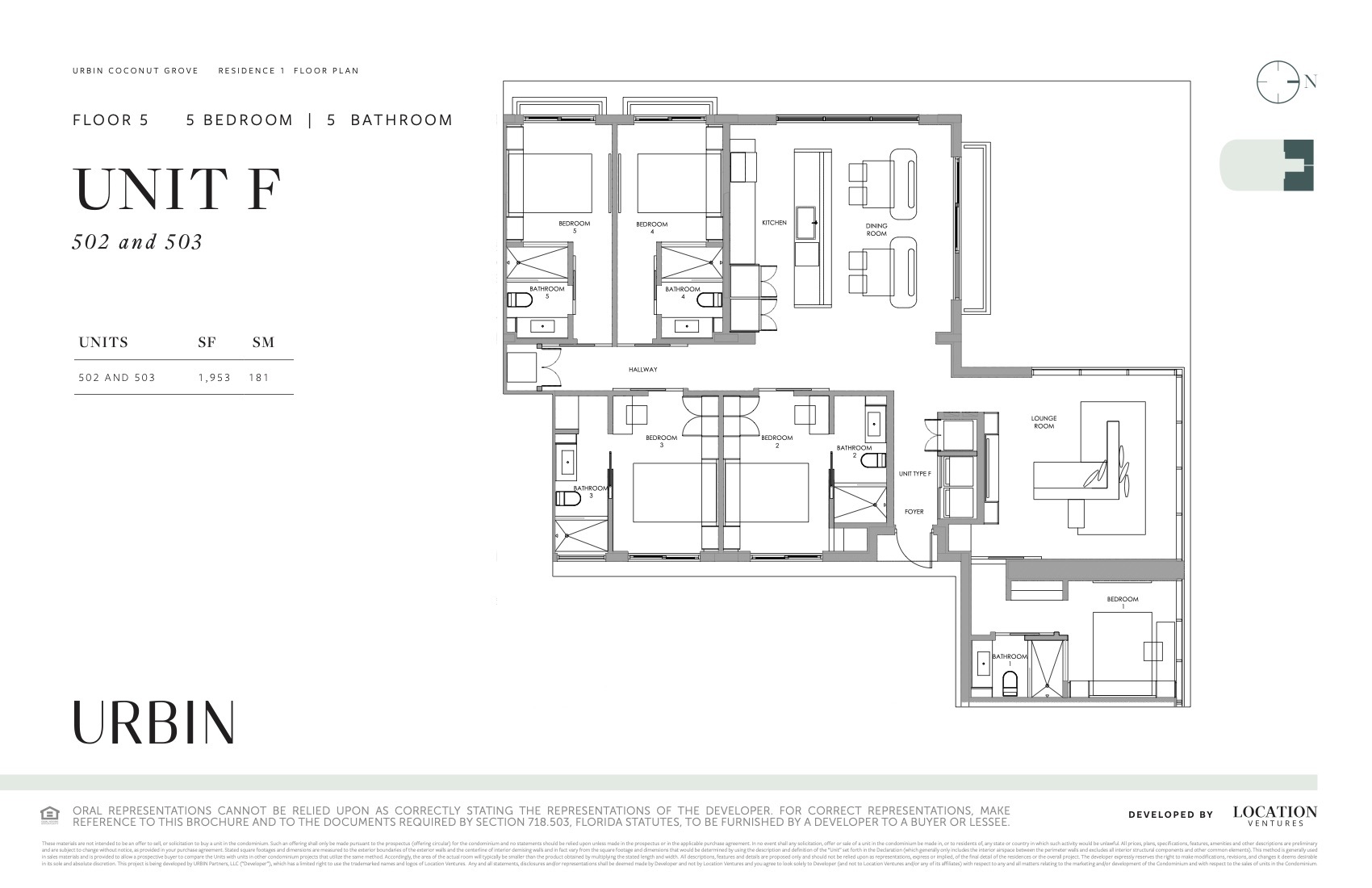Floor Plan for Urbin Coconut Grove Floorplans, Unit F