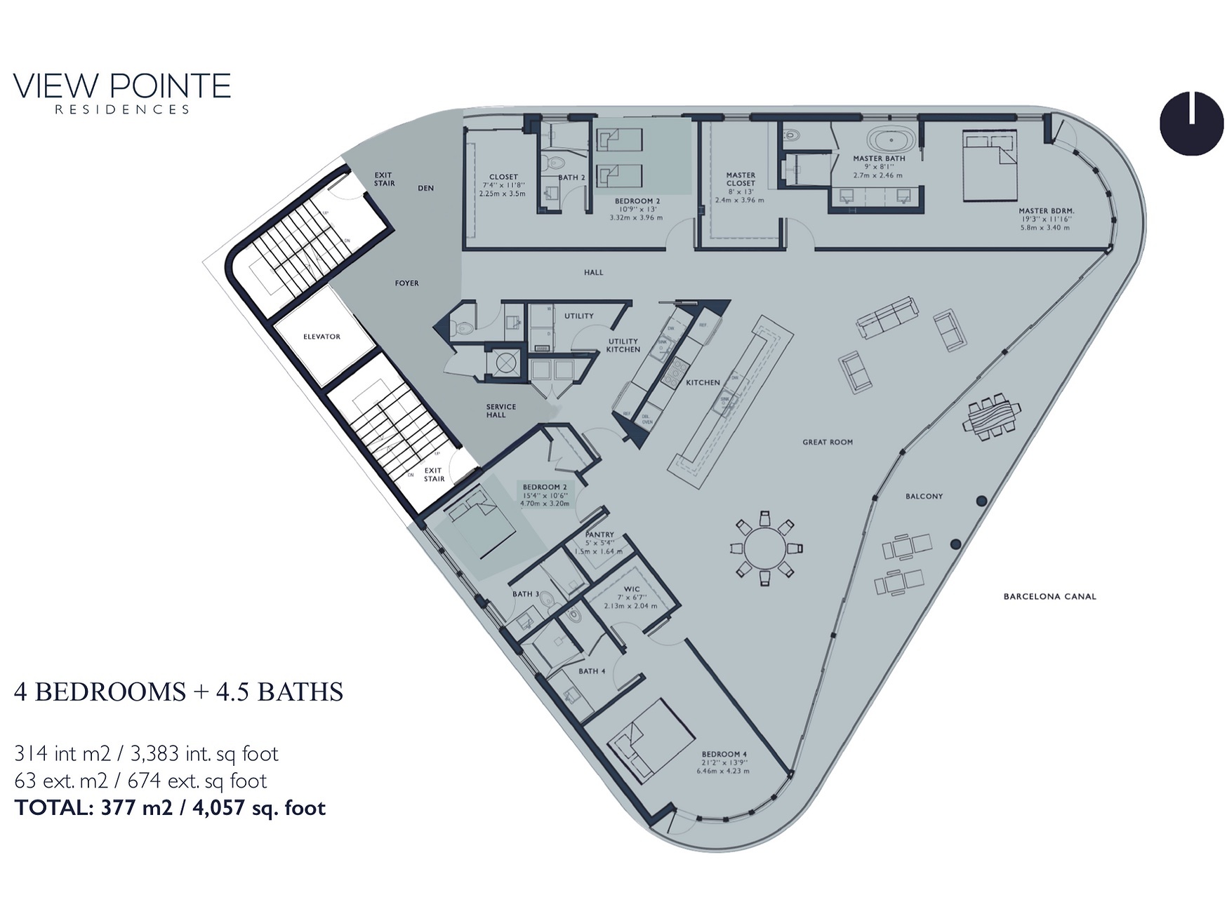 Floor Plan for View Point Fort Lauderdale Floorplans, 4 Bedroom