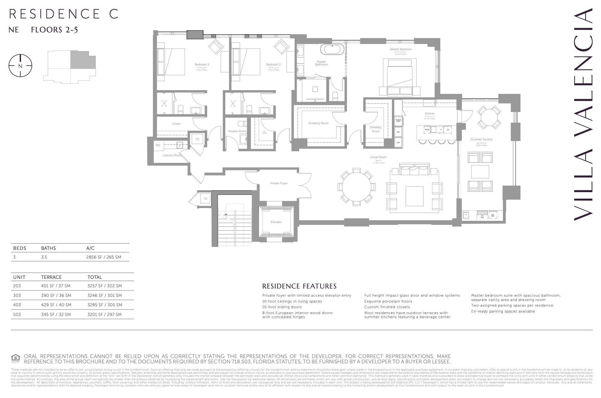 Floor Plan for Villa Valencia Coral Gables Floorplans, Residence C