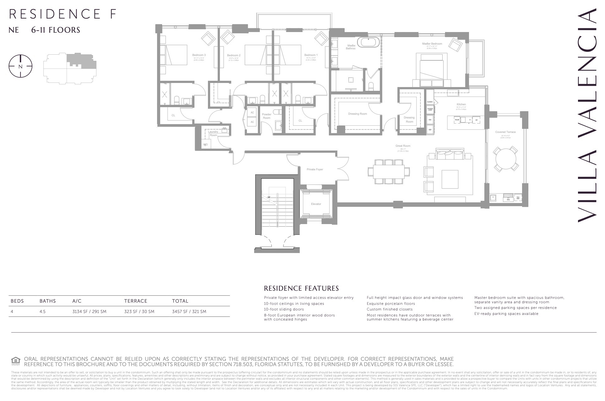 Floor Plan for Villa Valencia Coral Gables Floorplans, Residence F
