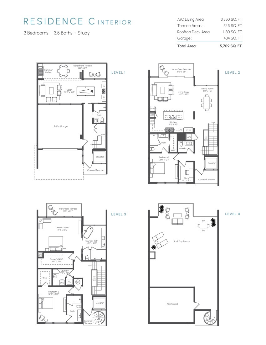 Floor Plan for Forte Luxe Jupiter Floorplans, Residence C Interior