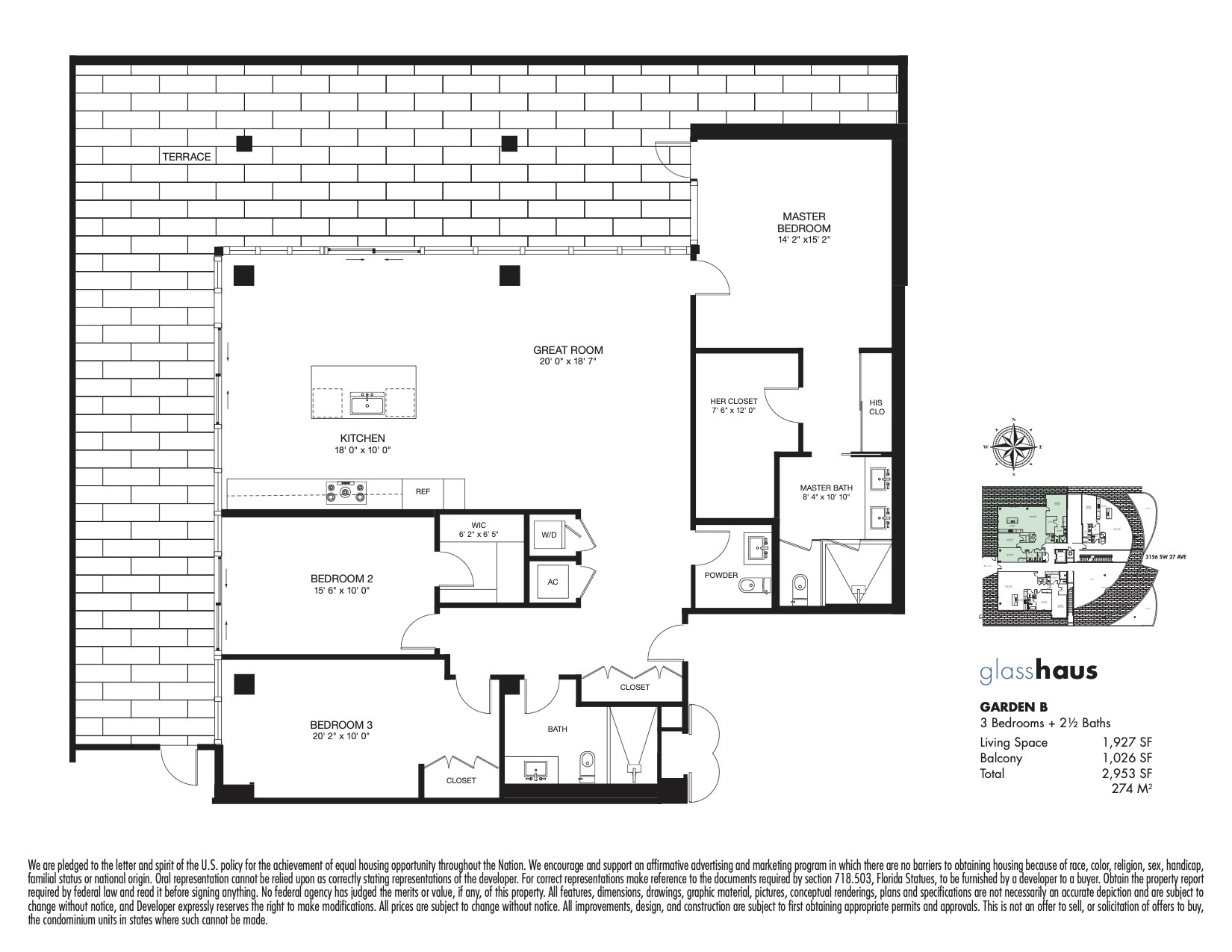 Floor Plan for GlassHaus Coconut Grove Floorplans, Garden B