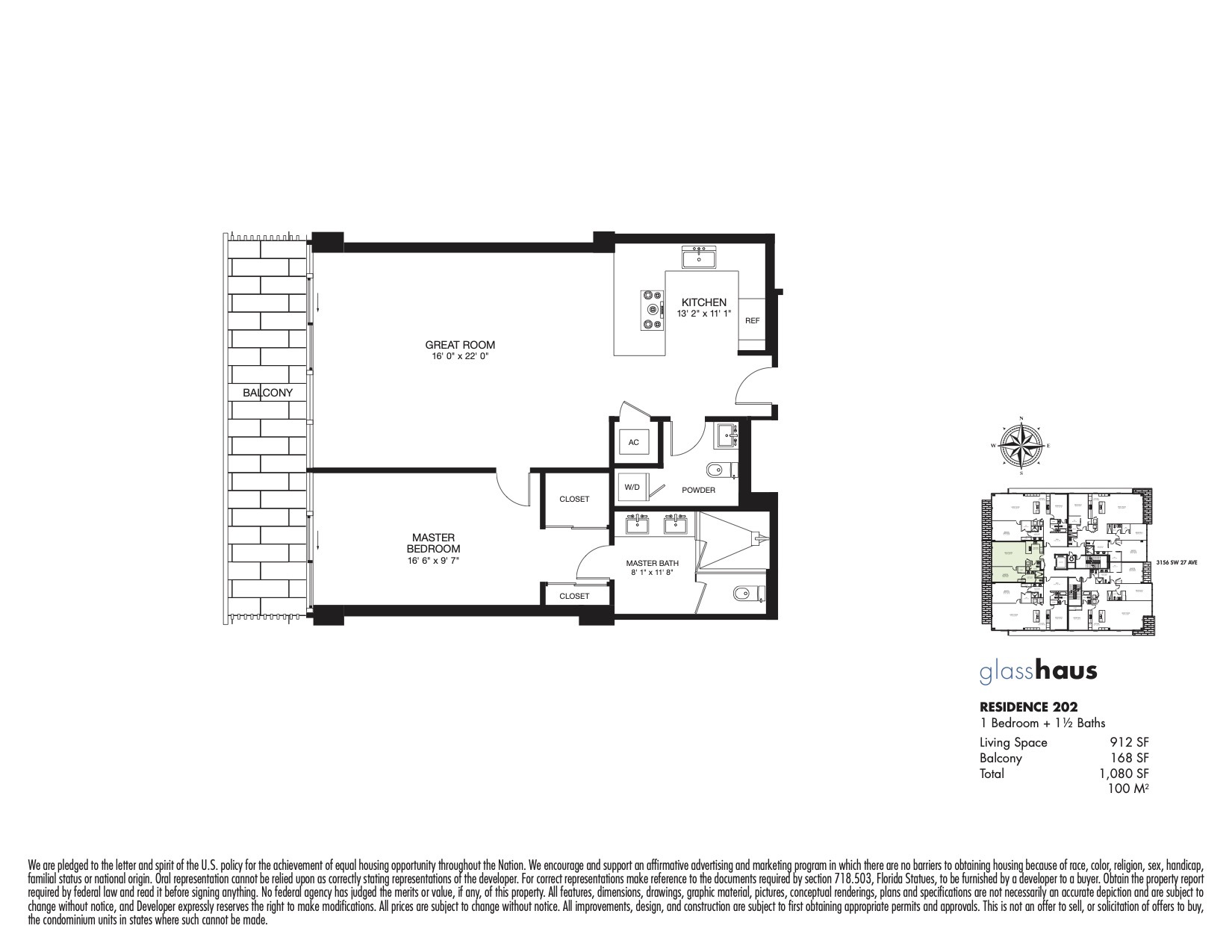 Floor Plan for GlassHaus Coconut Grove Floorplans, Residence 202