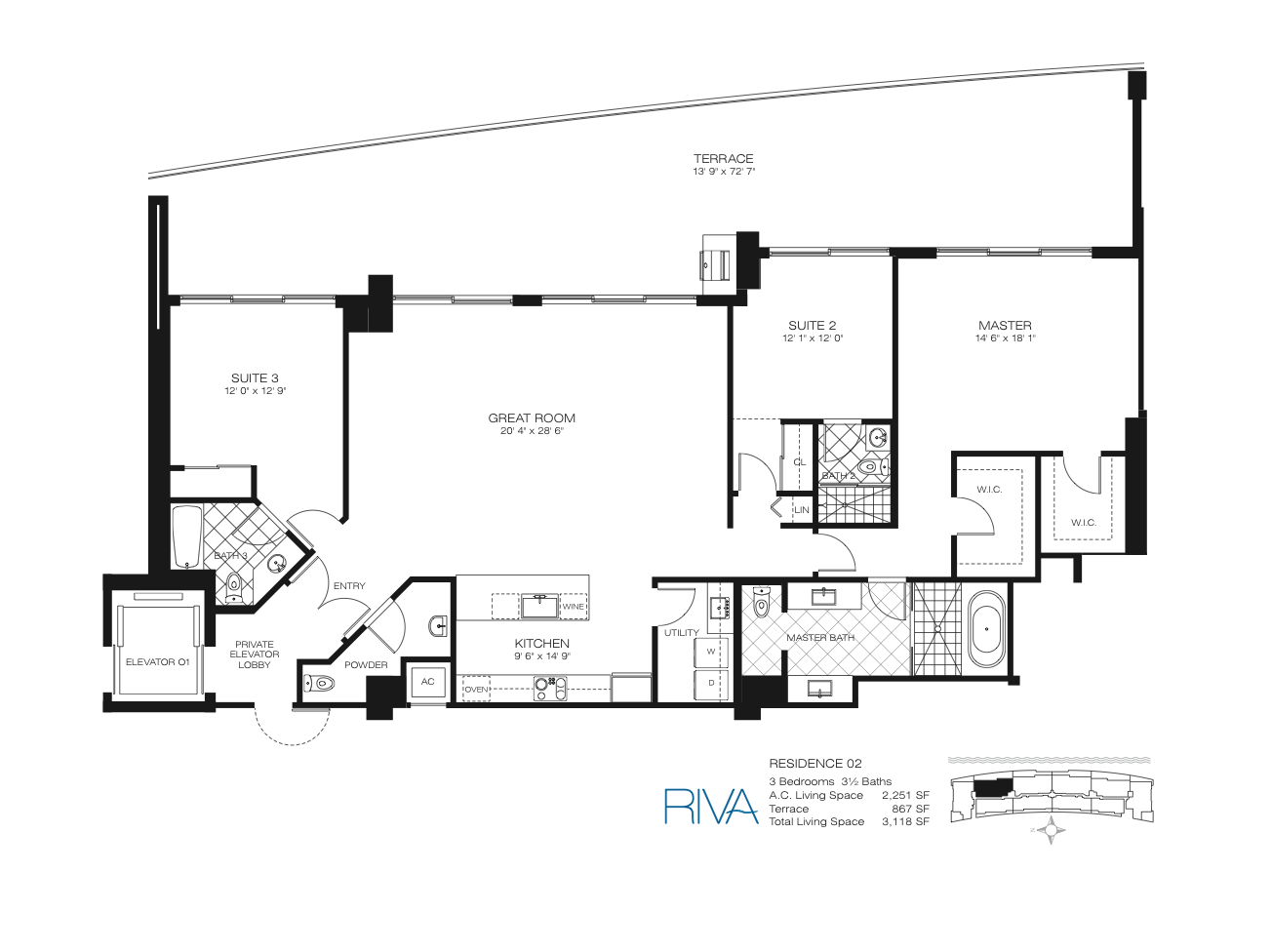 Floor Plan for Riva Fort Lauderdale Floorplans, Residence 02