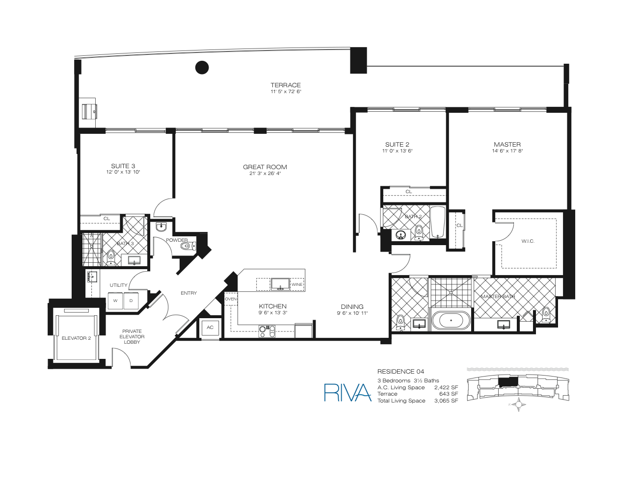 Floor Plan for Riva Fort Lauderdale Floorplans, Residence 04