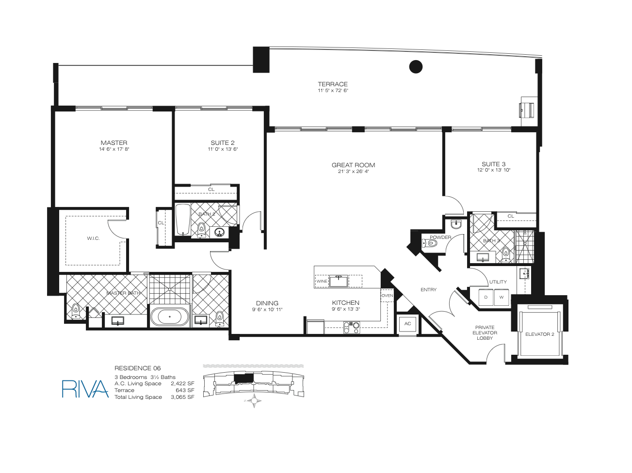 Floor Plan for Riva Fort Lauderdale Floorplans, Residence 06